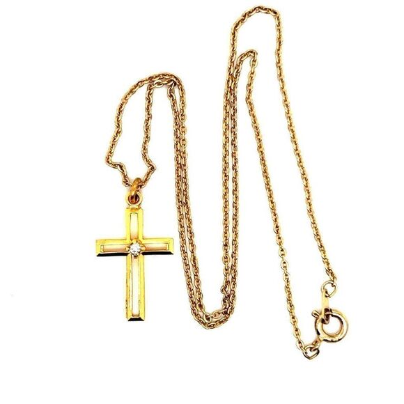 Faux Gold Cross Necklace - Picture 3 of 3
